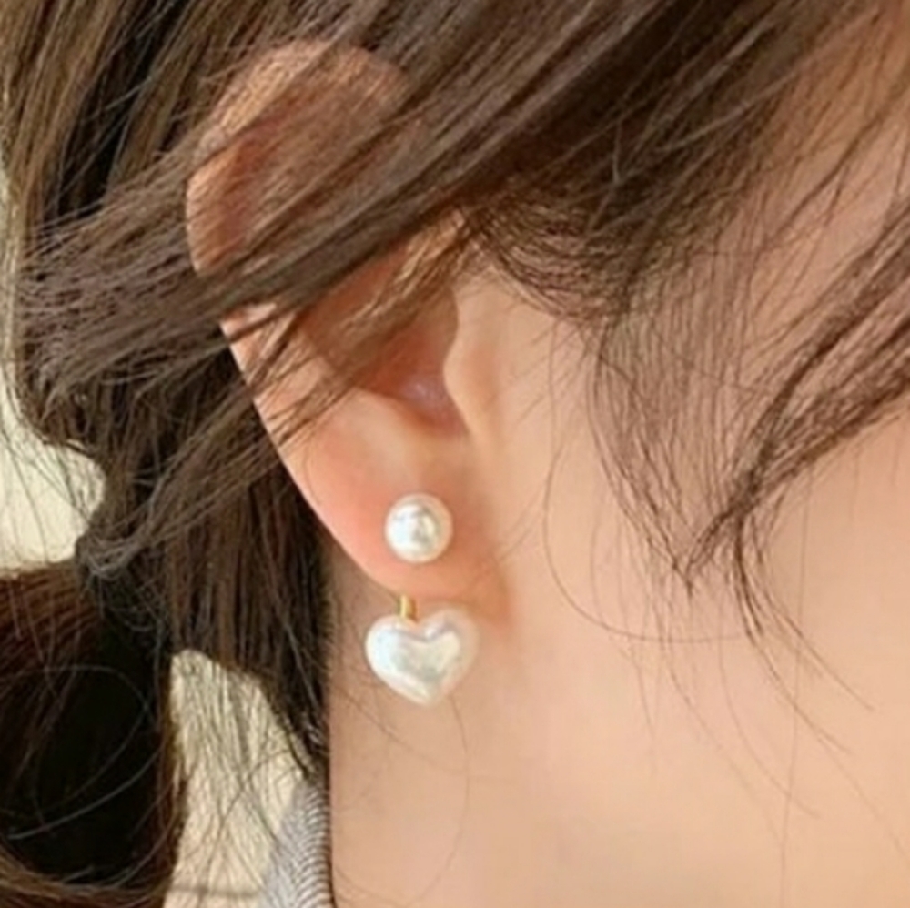 NEW Pearl Heart Earrings - Picture 10 of 11